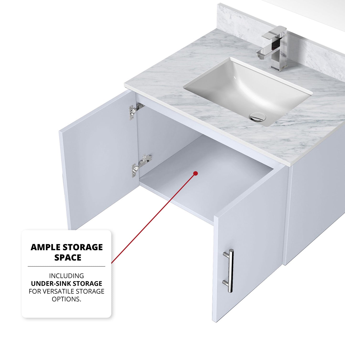 Geneva 30 in. W x 22 in. D Glossy White Bath Vanity