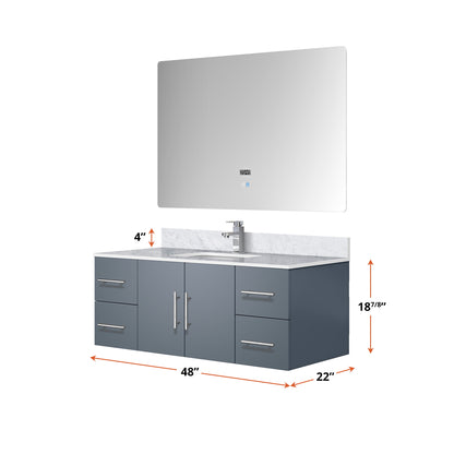 Geneva 48 in. W x 22 in. D Dark Grey Bath Vanity