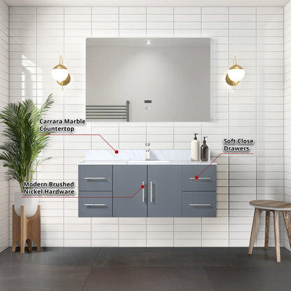 Geneva 48 in. W x 22 in. D Dark Grey Bath Vanity