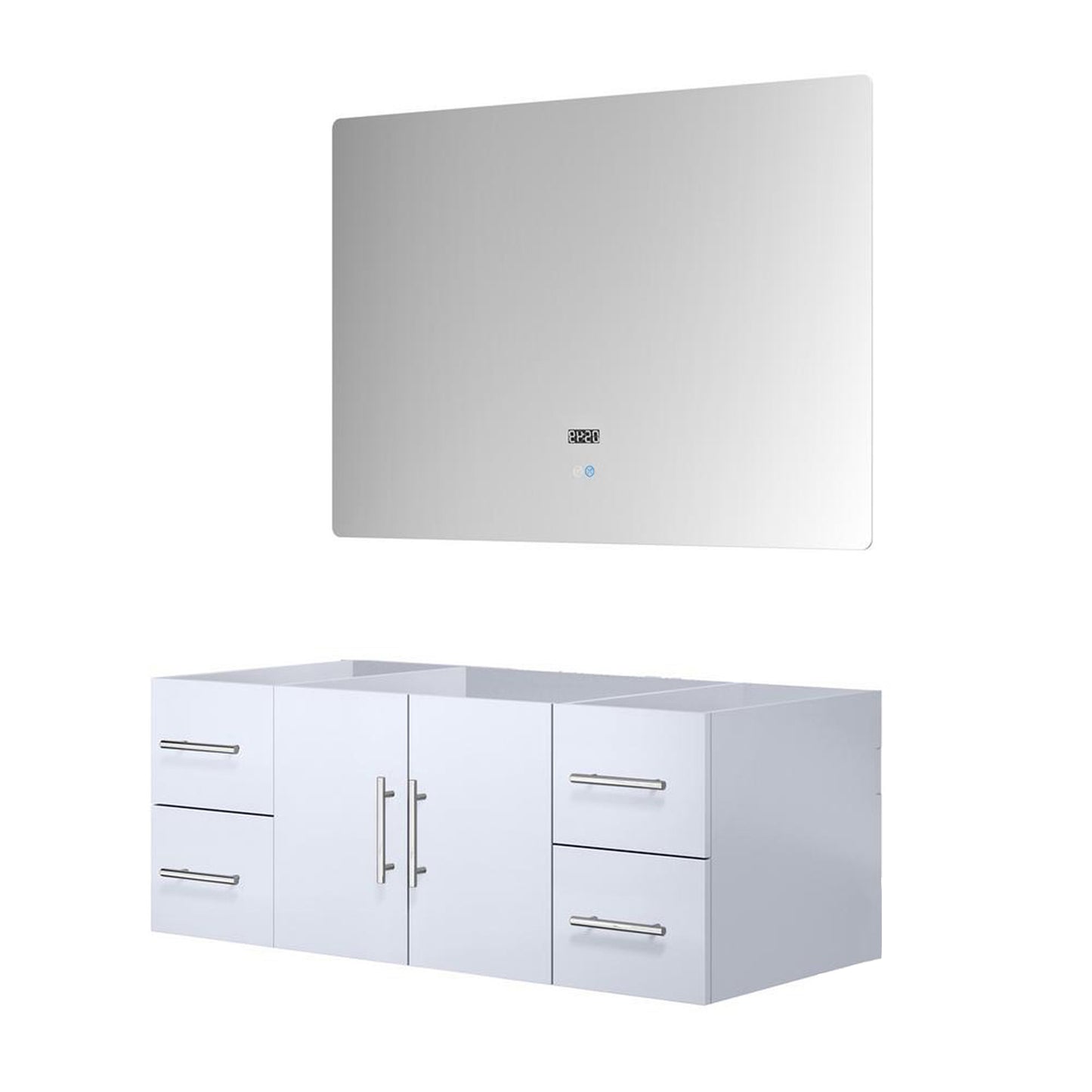 Geneva 48 in. W x 22 in. D Glossy White Bath Vanity