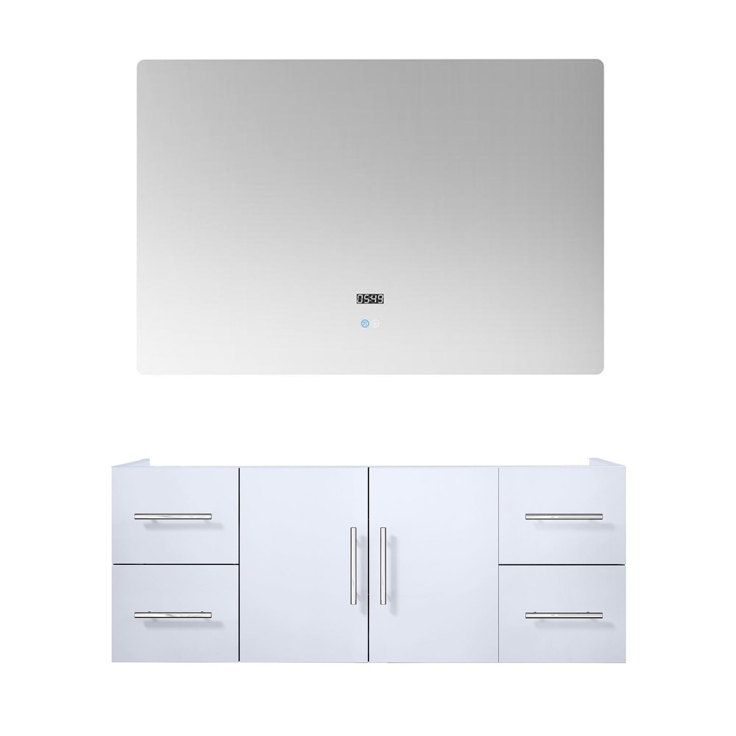 Geneva 48 in. W x 22 in. D Glossy White Bath Vanity