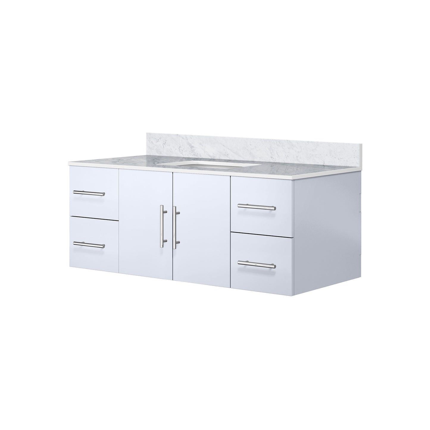 Geneva 48 in. W x 22 in. D Glossy White Bath Vanity