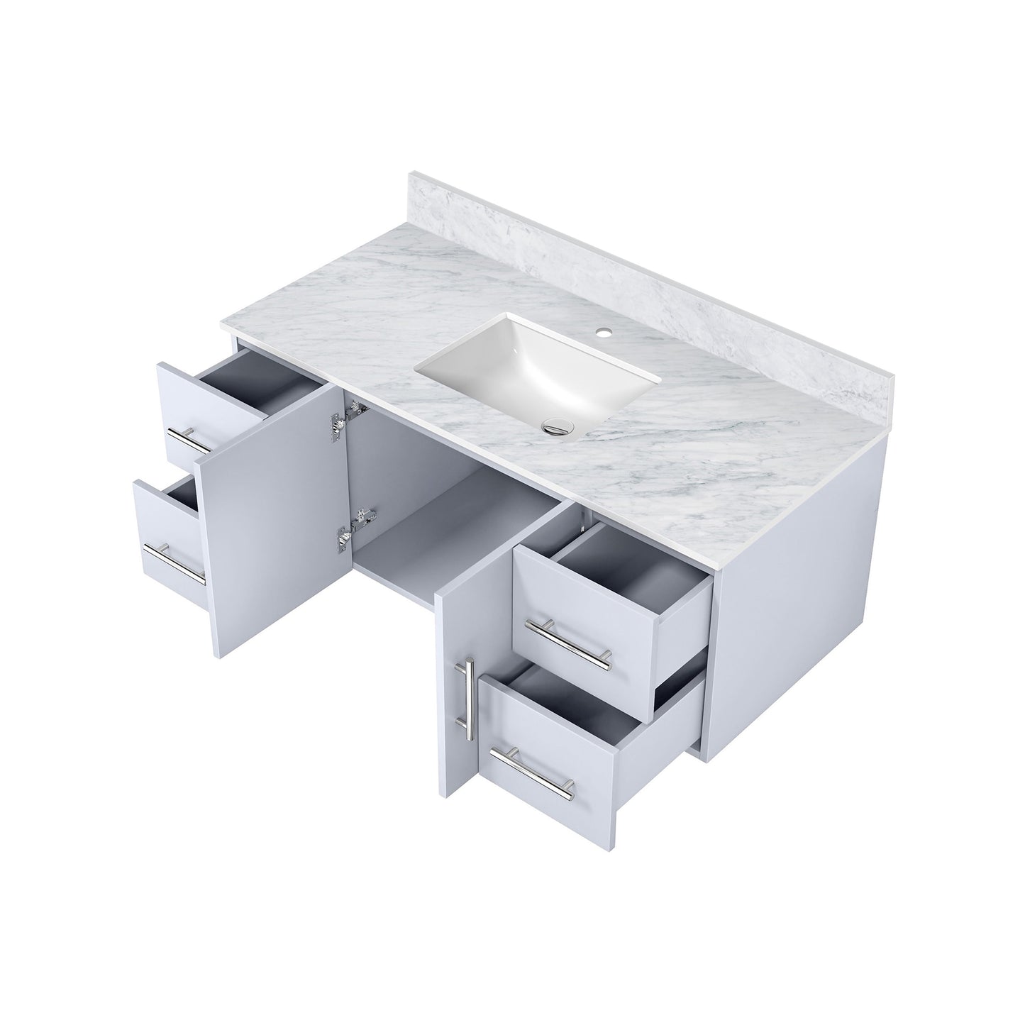 Geneva 48 in. W x 22 in. D Glossy White Bath Vanity