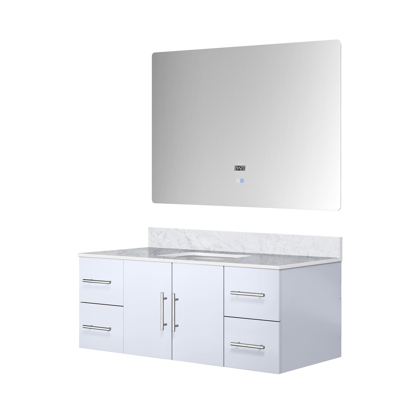 Geneva 48 in. W x 22 in. D Glossy White Bath Vanity