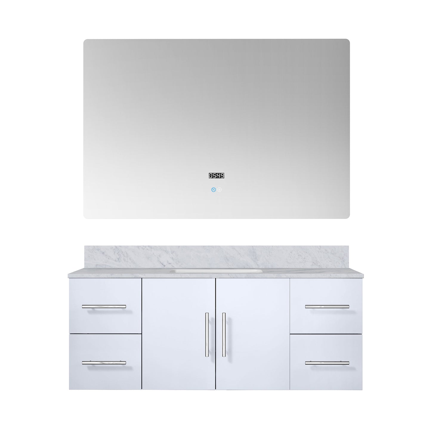 Geneva 48 in. W x 22 in. D Glossy White Bath Vanity