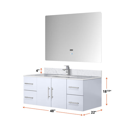 Geneva 48 in. W x 22 in. D Glossy White Bath Vanity