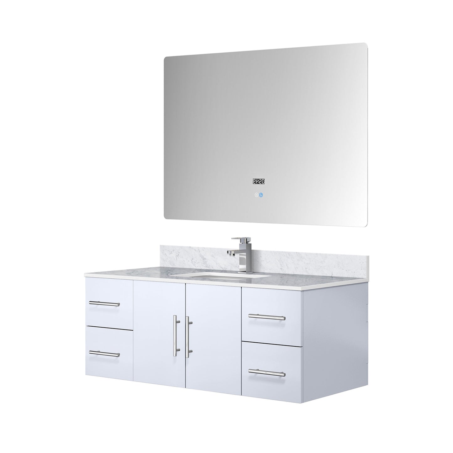 Geneva 48 in. W x 22 in. D Glossy White Bath Vanity