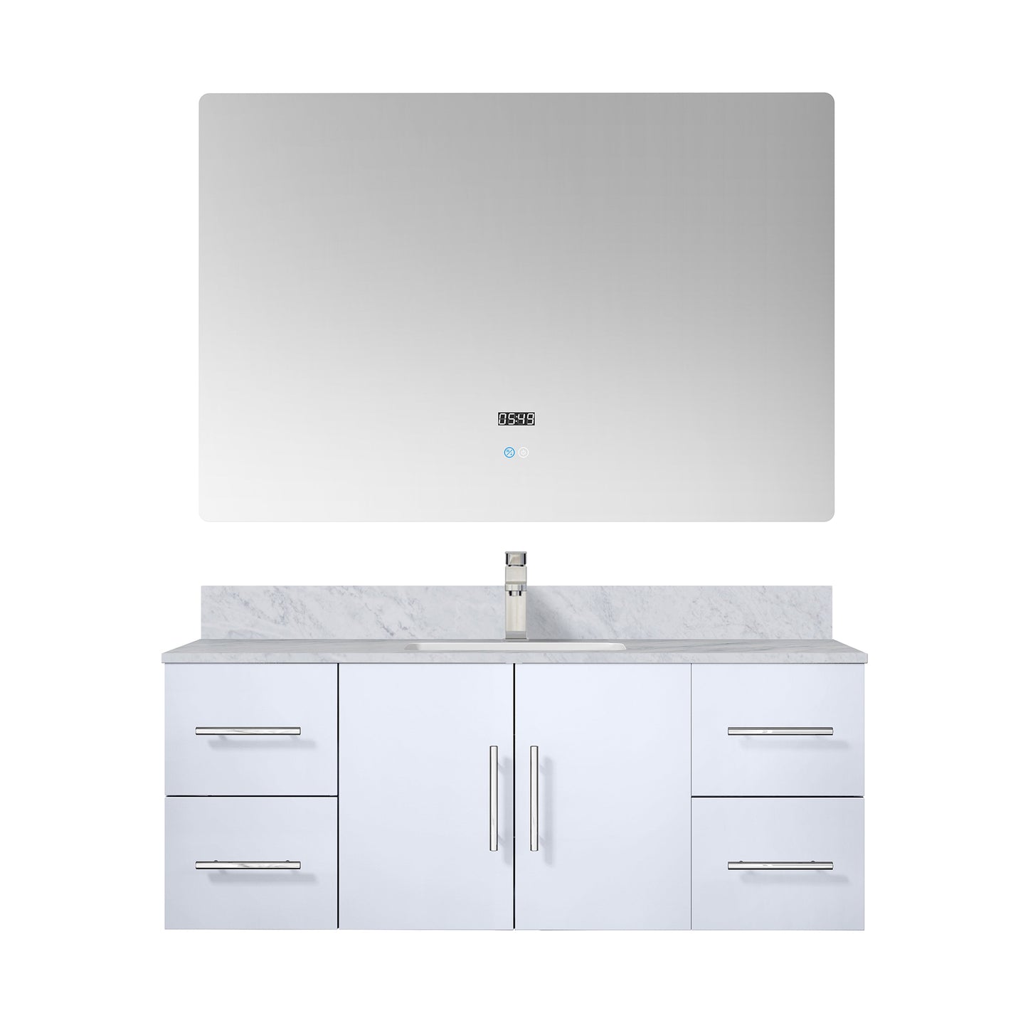 Geneva 48 in. W x 22 in. D Glossy White Bath Vanity