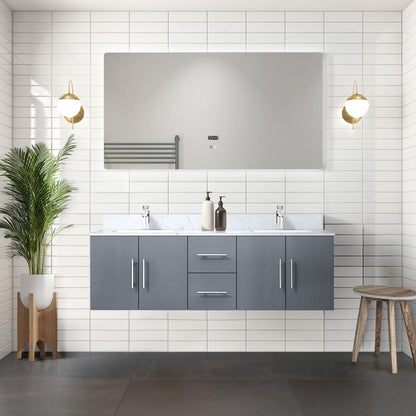 Geneva 60 in. W x 22 in. D Dark Grey Double Bath Vanity