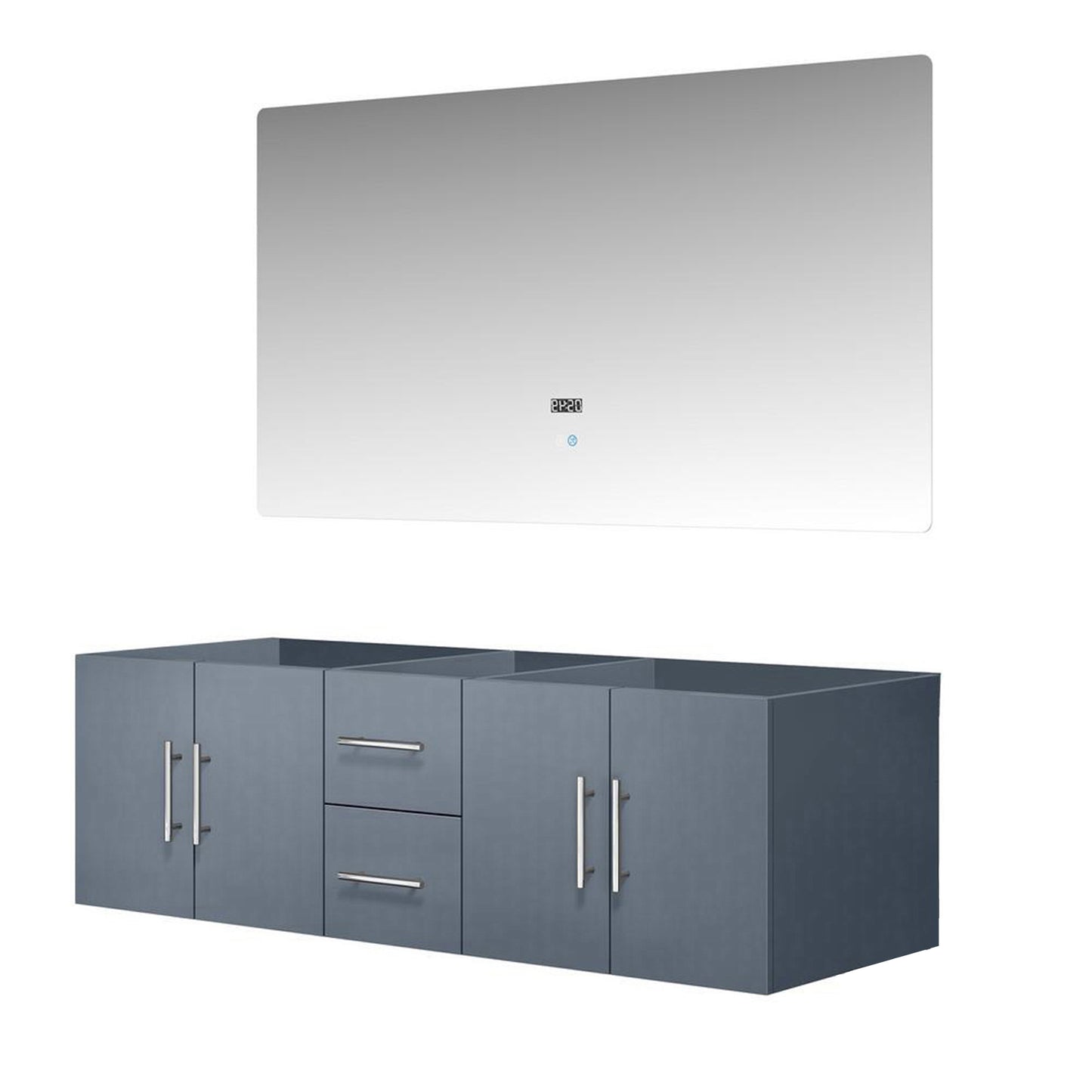 Geneva 60 in. W x 22 in. D Dark Grey Double Bath Vanity