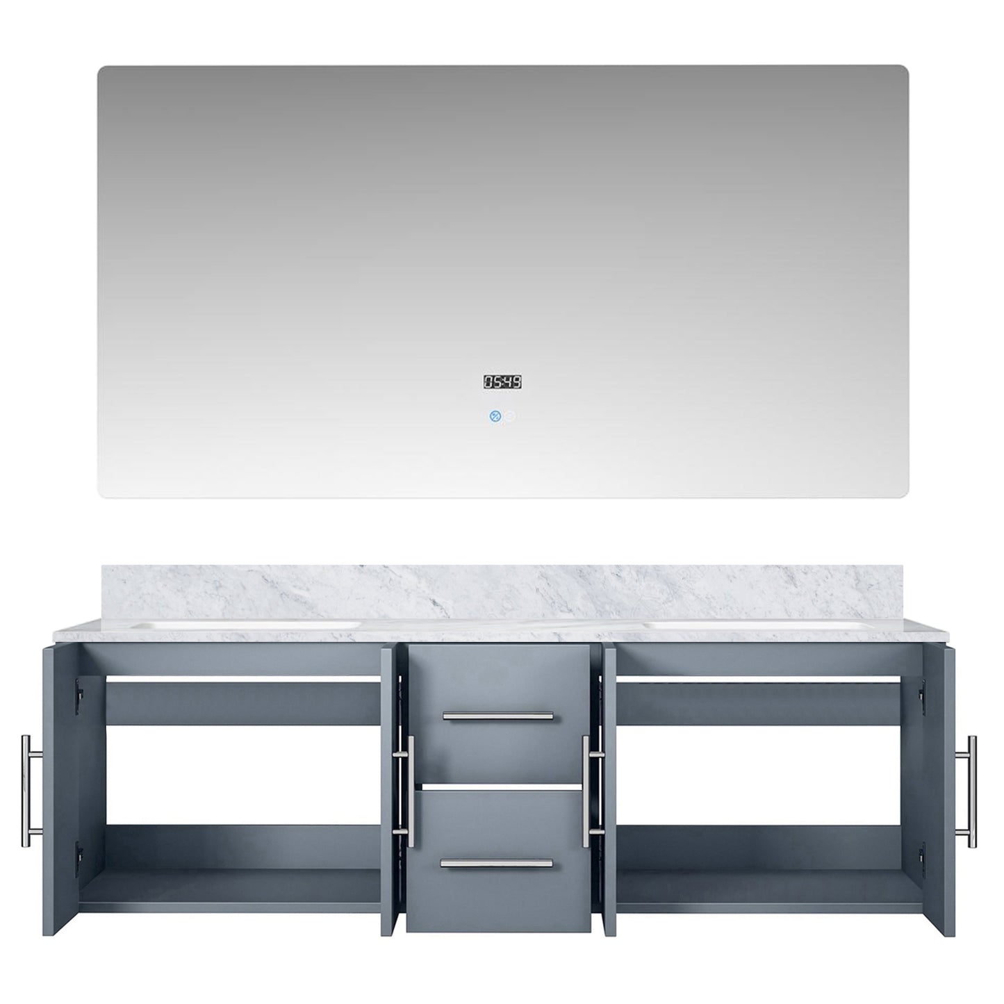 Geneva 60 in. W x 22 in. D Dark Grey Double Bath Vanity