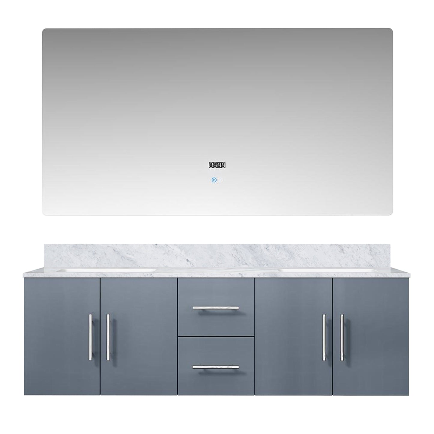 Geneva 60 in. W x 22 in. D Dark Grey Double Bath Vanity