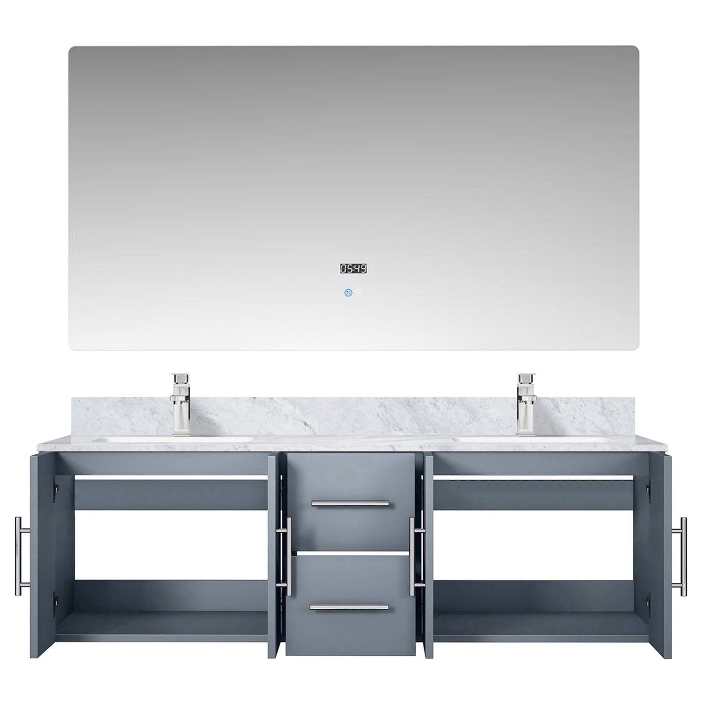 Geneva 60 in. W x 22 in. D Dark Grey Double Bath Vanity