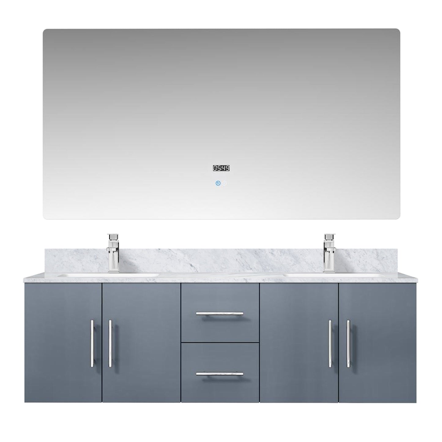 Geneva 60 in. W x 22 in. D Dark Grey Double Bath Vanity