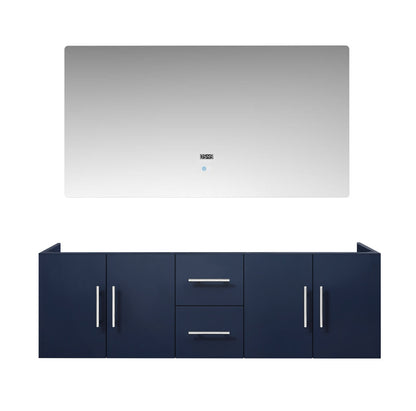 Geneva 60 in. W x 22 in. D Navy Blue Double Bath Vanity