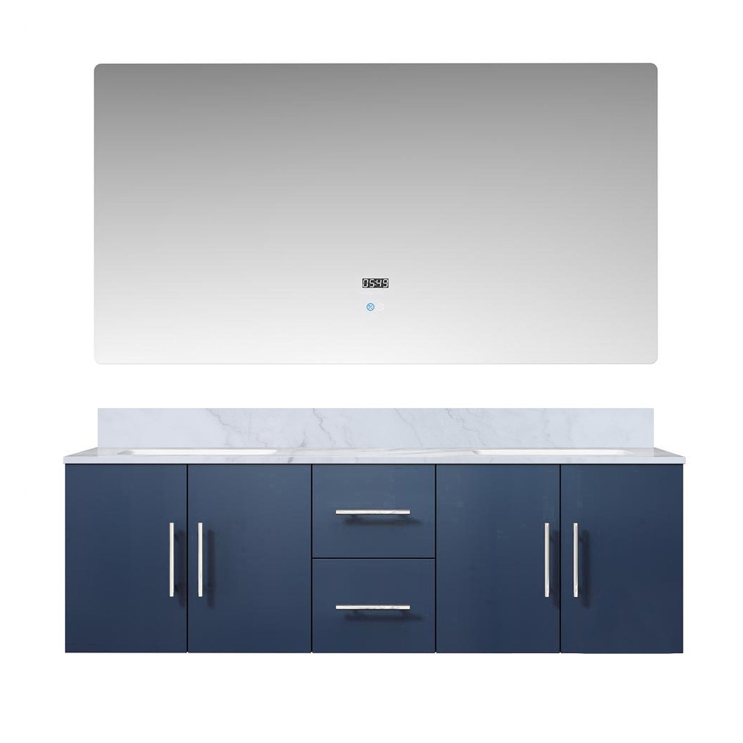 Geneva 60 in. W x 22 in. D Navy Blue Double Bath Vanity