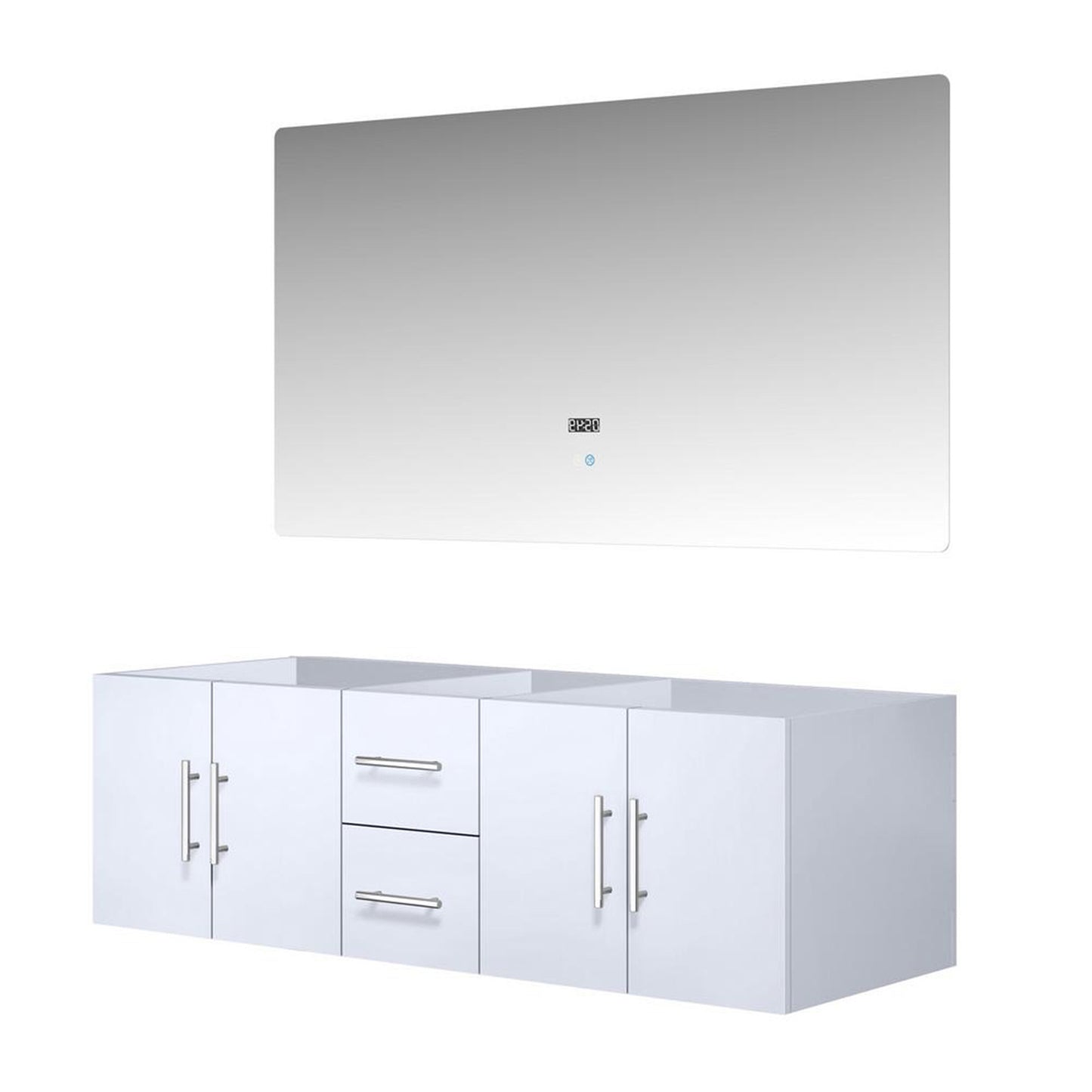 Geneva 60 in. W x 22 in. D Glossy White Double Bath Vanity