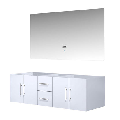 Geneva 60 in. W x 22 in. D Glossy White Double Bath Vanity