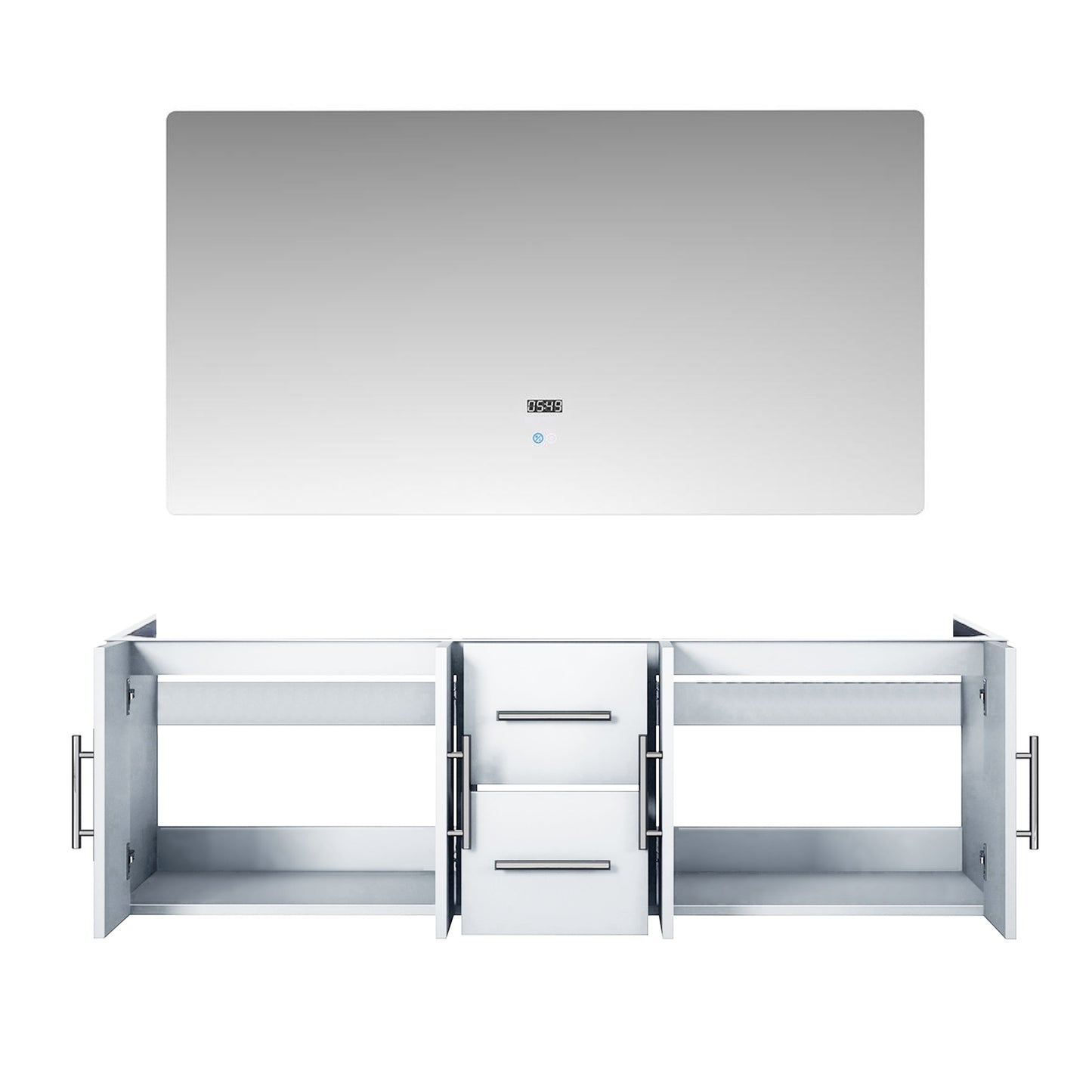 Geneva 60 in. W x 22 in. D Glossy White Double Bath Vanity