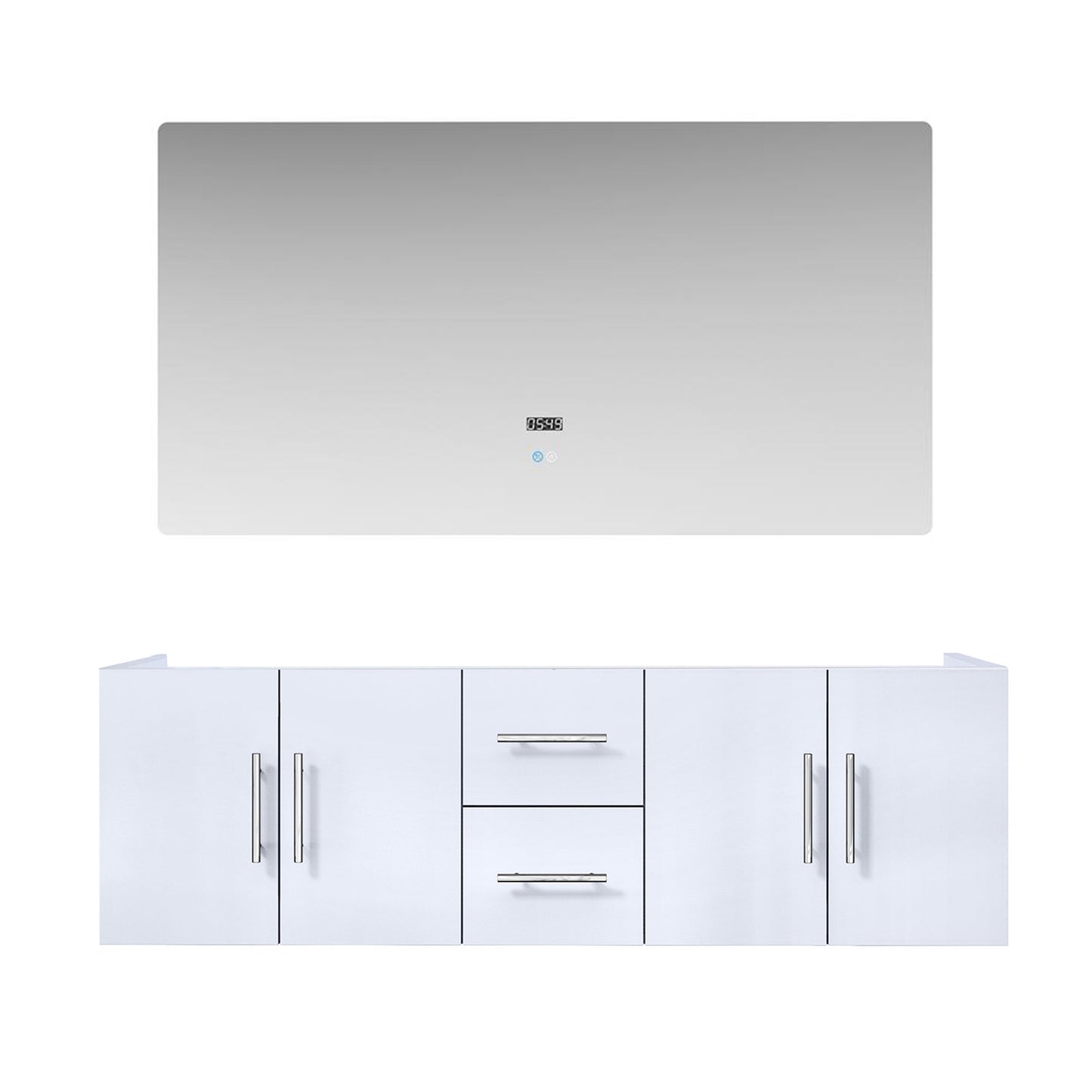 Geneva 60 in. W x 22 in. D Glossy White Double Bath Vanity