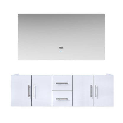 Geneva 60 in. W x 22 in. D Glossy White Double Bath Vanity