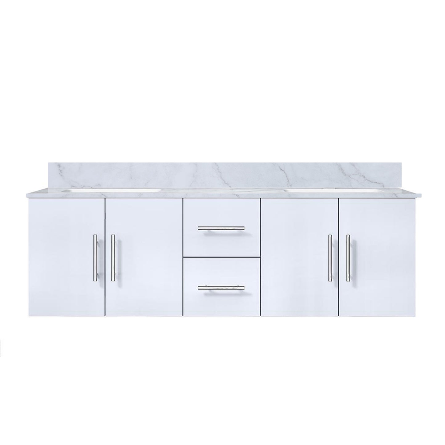 Geneva 60 in. W x 22 in. D Glossy White Double Bath Vanity