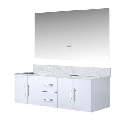 Geneva 60 in. W x 22 in. D Glossy White Double Bath Vanity