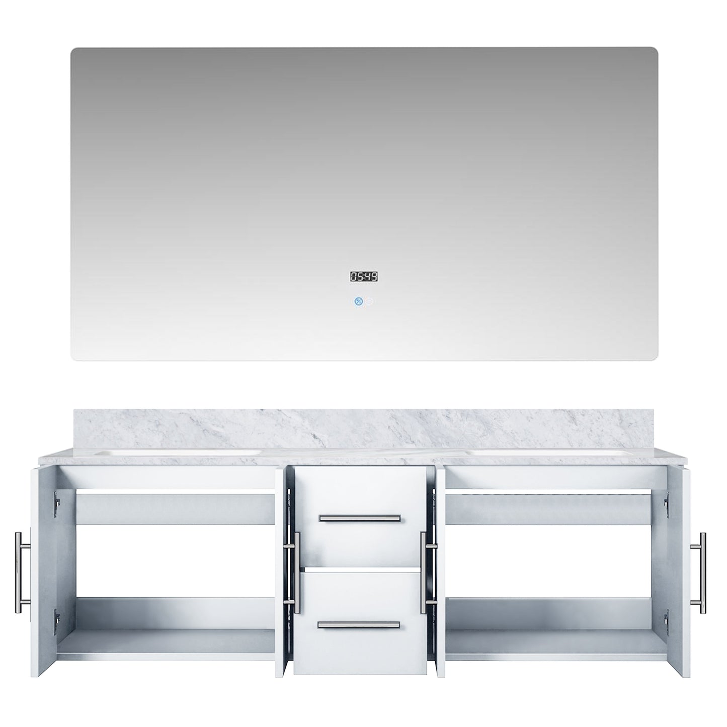 Geneva 60 in. W x 22 in. D Glossy White Double Bath Vanity