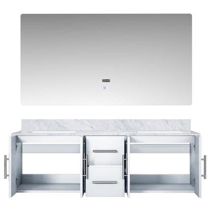 Geneva 60 in. W x 22 in. D Glossy White Double Bath Vanity