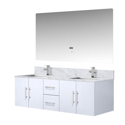 Geneva 60 in. W x 22 in. D Glossy White Double Bath Vanity