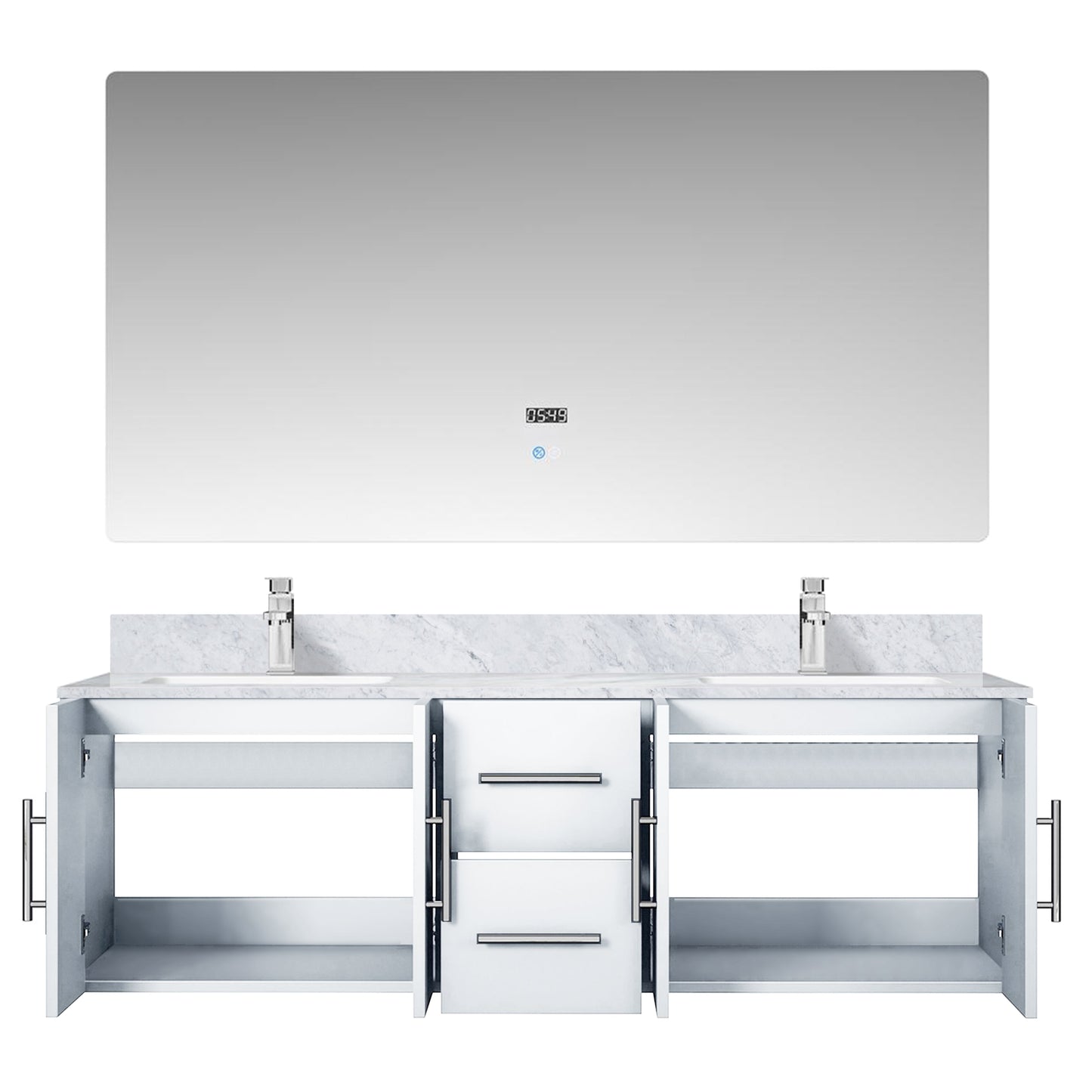 Geneva 60 in. W x 22 in. D Glossy White Double Bath Vanity