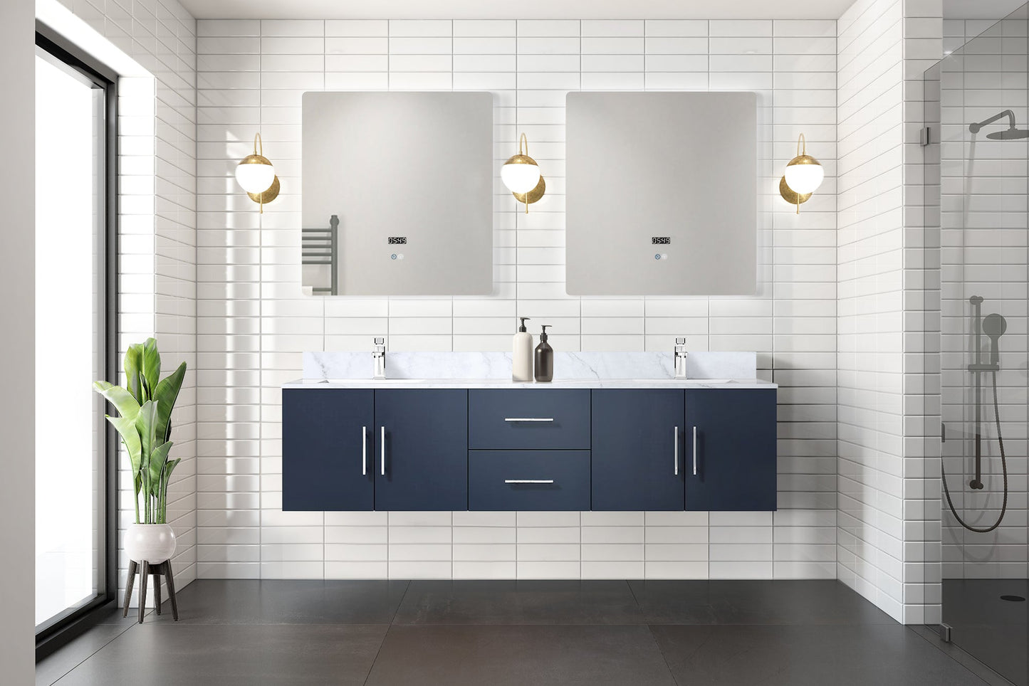 Geneva 72 in. W x 22 in. D Navy Blue Double Bath Vanity
