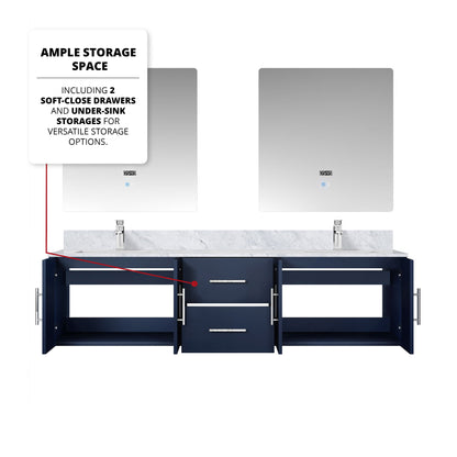 Geneva 72 in. W x 22 in. D Navy Blue Double Bath Vanity