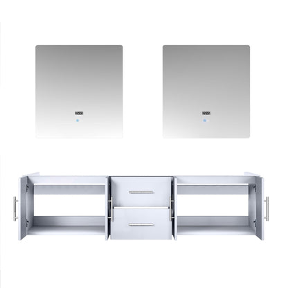 Geneva 72 in. W x 22 in. D Glossy White Double Bath Vanity