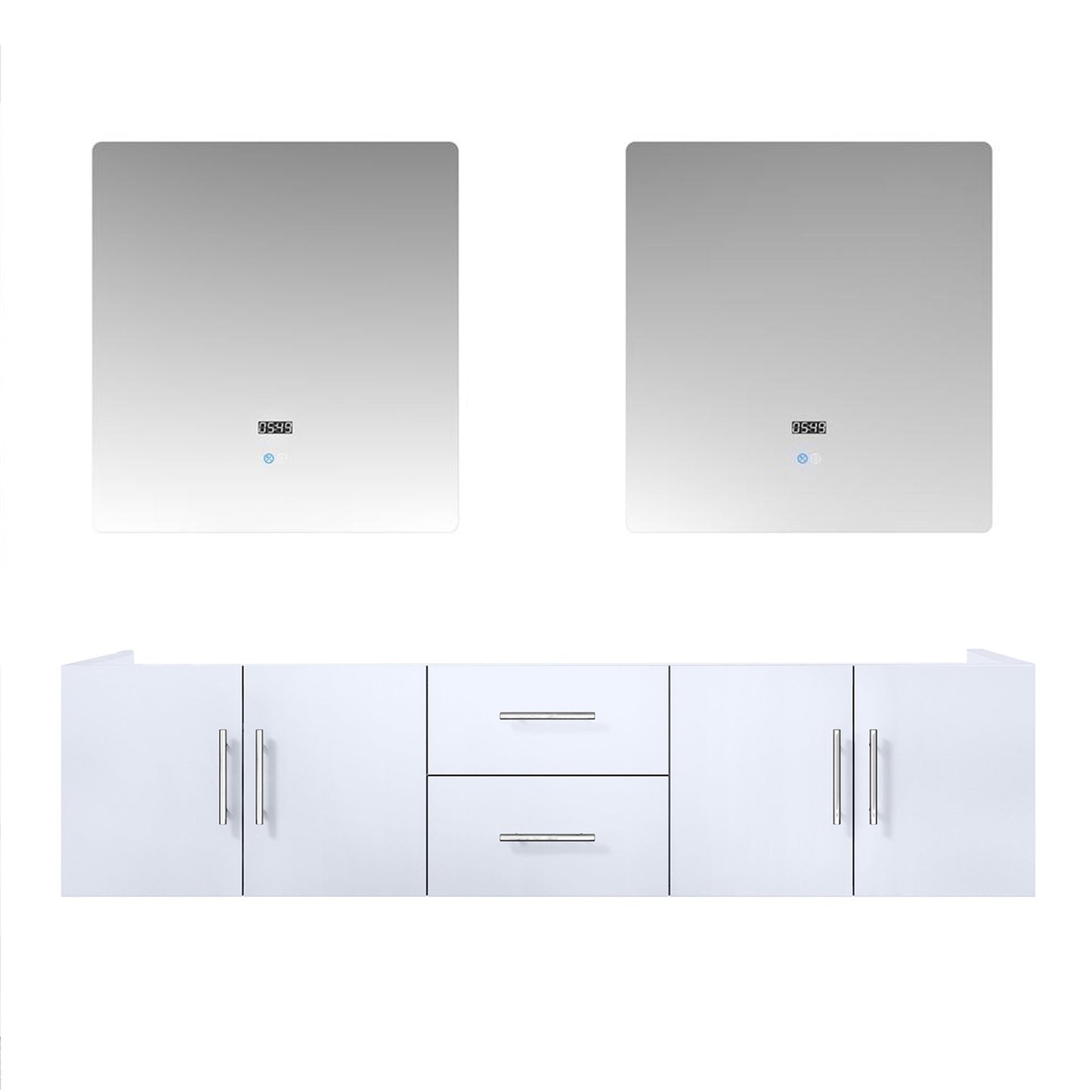 Geneva 72 in. W x 22 in. D Glossy White Double Bath Vanity