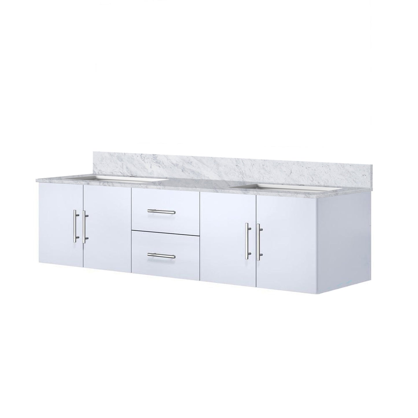 Geneva 72 in. W x 22 in. D Glossy White Double Bath Vanity