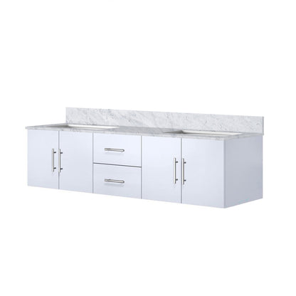 Geneva 72 in. W x 22 in. D Glossy White Double Bath Vanity