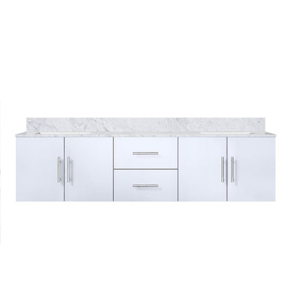 Geneva 72 in. W x 22 in. D Glossy White Double Bath Vanity