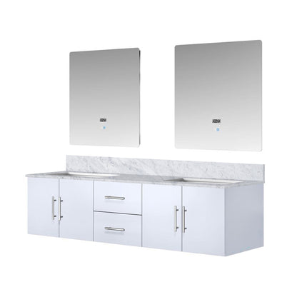 Geneva 72 in. W x 22 in. D Glossy White Double Bath Vanity