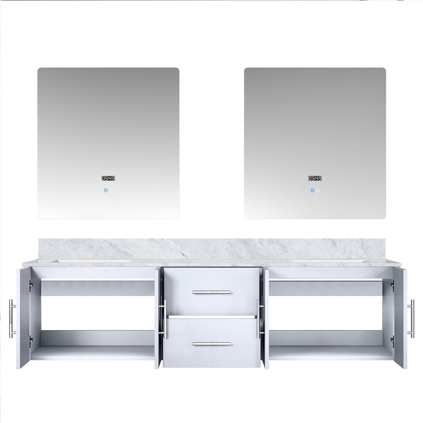 Geneva 72 in. W x 22 in. D Glossy White Double Bath Vanity