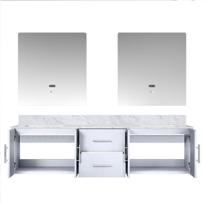 Geneva 72 in. W x 22 in. D Glossy White Double Bath Vanity