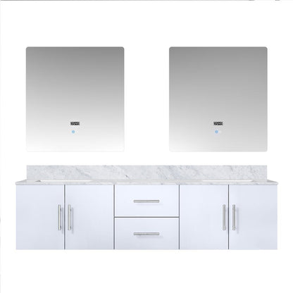 Geneva 72 in. W x 22 in. D Glossy White Double Bath Vanity