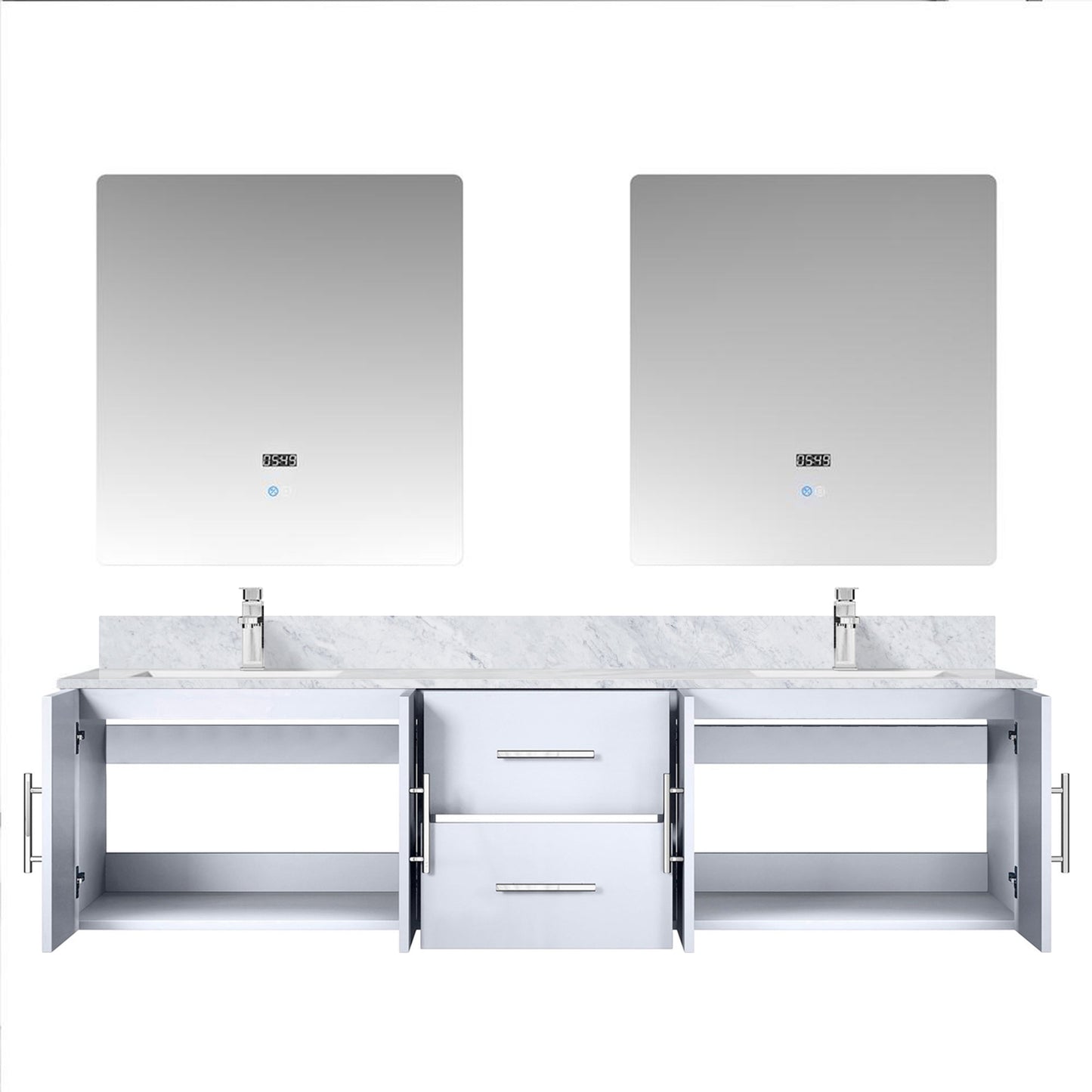 Geneva 72 in. W x 22 in. D Glossy White Double Bath Vanity