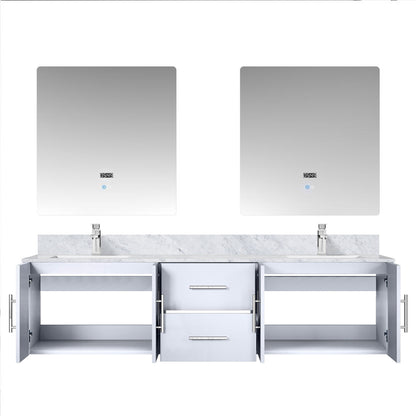 Geneva 72 in. W x 22 in. D Glossy White Double Bath Vanity