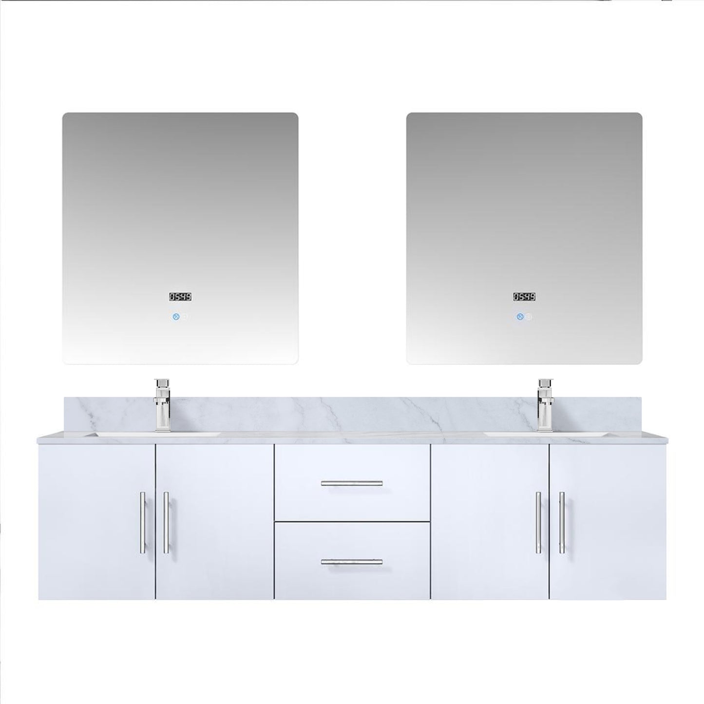 Geneva 72 in. W x 22 in. D Glossy White Double Bath Vanity
