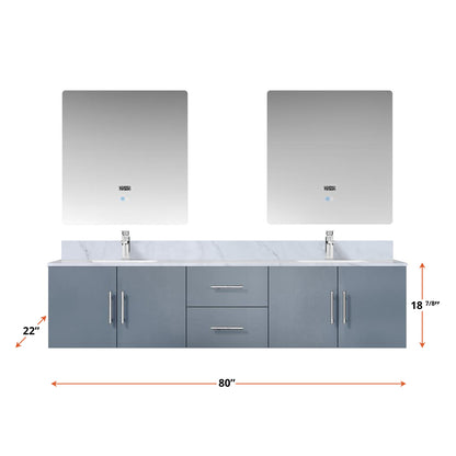 Geneva 80 in. W x 22 in. D Dark Grey Double Bath Vanity
