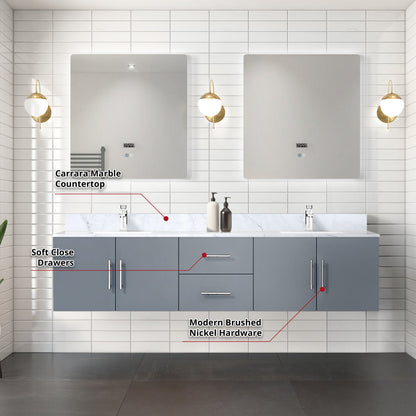 Geneva 80 in. W x 22 in. D Dark Grey Double Bath Vanity