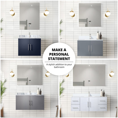 Geneva 80 in. W x 22 in. D Glossy White Double Bath Vanity