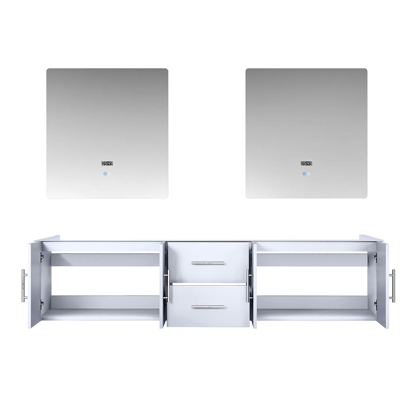 Geneva 80 in. W x 22 in. D Glossy White Double Bath Vanity