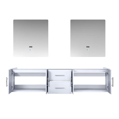 Geneva 80 in. W x 22 in. D Glossy White Double Bath Vanity